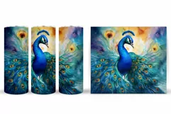 Peacock Tumbler Wrap Design. Peacock Tumbler Sublimation Product Image 2