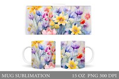 Wildflowers Mug Design. Flowers Mug Sublimation Product Image 1