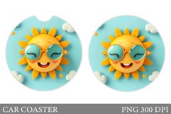 Cute Sun Car Coaster. Positive Sun Coaster Design Product Image 1