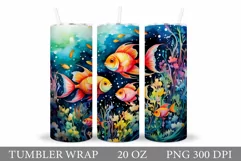 Fish Tumbler Wrap Design. Fish Tumbler Sublimation Product Image 1