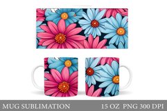 Flowers Mug Sublimation. Summer Mug Wrap Design Product Image 1