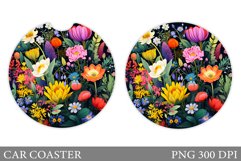 Flowers Car Coaster Design. Summer Car Coaster Sublimation Product Image 1