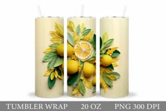 Lemons Tumbler Sublimation. 3D Lemon Tumbler Wrap Design Product Image 1