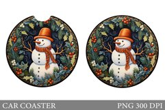 Christmas Snowman Car Coaster. Winter Car Coaster Design Product Image 1