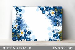 Blueberries Cutting Board. Flowers Cutting Board Sublimation Product Image 1