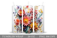 3D Flowers Tumbler Design. Wildflowers Tumbler Sublimation Product Image 1
