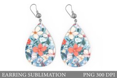 Flowers Earring Sublimation. Flowers Teardrop Earring Product Image 1