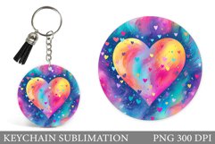 Hearts Keychain Sublimation. Hearts Round Keychain Design Product Image 1