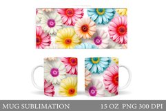 Gerbera Flowers Mug Design. Flowers Mug Sublimation Product Image 1