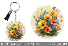 Flowers Keychain Design. Round Keychain Flowers Product Image 1