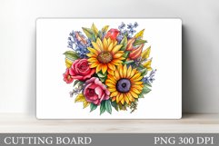 Flowers Cutting Board. Kitchen Cutting Board Template Product Image 1