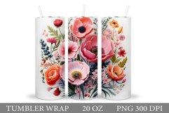 Flowers Tumbler Wrap Design. Sublimation Tumbler Flowers Product Image 1
