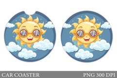 Positive Sun Car Coaster. Cute Sun Coaster Sublimations Product Image 1