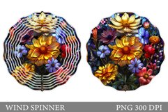 Flowers Wind Spinner Design. Floral Wind Spinner Sublimation Product Image 1