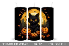 Cute Black Cat Tumbler Design. Cute Halloween Tumbler Product Image 1