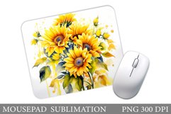 Sunflowers Mouse Pad Design. Flowers Mouse Pad Sublimation Product Image 1