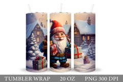 Christmas Gnome Tumbler Design. Winter Gnome Tumbler Wrap Product Image 1