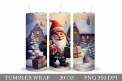 Christmas Gnome Tumbler Design. Winter Gnome Tumbler Wrap Product Image 1