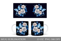 Butterflies Mug Sublimation. Rose Mug Design Product Image 1