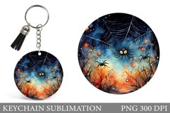 Spider Round Keychain Sublimation. Halloween Keychain Design Product Image 1