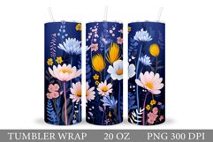 Flowers Tumbler Wrap Design. Sublimation Tumbler Flowers Product Image 1
