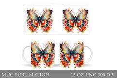Butterfly Mug Sublimation. Flowers Mug Design Product Image 1