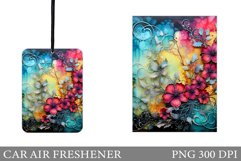 Flowers Car Air Freshener. Alcohol Ink Car Air Freshener Product Image 1