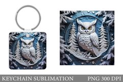 Winter Owl Keychain Design. Owl Keychain Sublimation Product Image 1