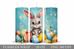 Cute Bunny Tumbler Design. Easter Tumbler Sublimation Product Image 1