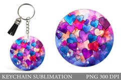 Hearts Round Keychain. Hearts Keychain Sublimation Product Image 1
