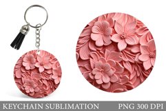 3D Flowers Keychain. Flowers Round Keychain Sublimation Product Image 1