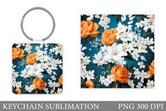 Square Keychain Flowers. Flowers Keychain Sublimation Product Image 1