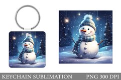 3D Snowman Keychain. Winter Keychain Sublimation Product Image 1