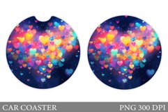 Colorful Hearts Car Coaster. Valentines Car Coaster Design Product Image 1