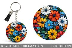 Flowers Keychain Sublimation. Flowers Keychain Design Product Image 1