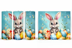 Cute Bunny Tumbler Design. Easter Tumbler Sublimation Product Image 2