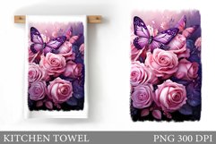 Butterfly Kitchen Towel. Rose Kitchen Towel Design Product Image 1