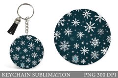 Snowflakes Keychain Design. Snowflakes Round Keychain Product Image 1