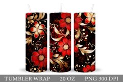 Gold Flowers Tumbler. Shimmer Flowers Tumbler Sublimation Product Image 1