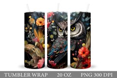Owl Tumbler Sublimation. Owl Flowers Tumbler Design Product Image 1