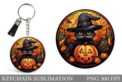 Cute Cat Halloween Keychain. Halloween Pumpkin Keychain Product Image 1