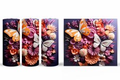 3D Butterfly Tumbler Design. Butterflies Flowers Tumbler Product Image 2