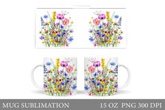 Wildflowers Mug Design. Flowers Mug Sublimation Product Image 1