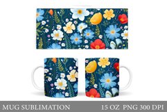 Flowers Mug Sublimation. Summer Flowers Mug Design Product Image 1