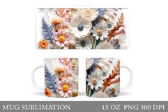 Wildflowers Mug Sublimation. 3D Flowers Mug Design Product Image 1
