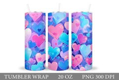 Hearts Tumbler Design. Colorful Hearts Tumbler Sublimation Product Image 1