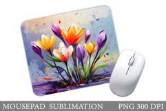 Crocus Flowers Mouse Pad. Spring Mouse Pad Design Product Image 1