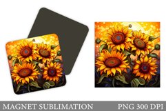 Sunflowers Magnet Sublimation. Flowers Magnet Design Product Image 1