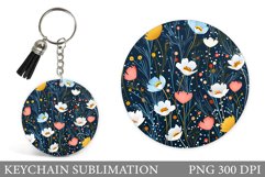 Wildflowers Keychain Design. Flowers Watercolor Keychain Product Image 1