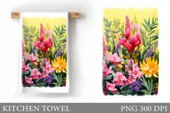 Flowers Kitchen Towel. Flowers Kitchen Towel Sublimation Product Image 1